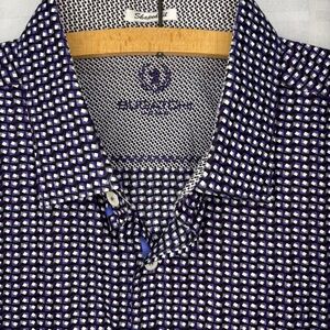 Bugatchi XL purple black and White Geometric illusion pattern Shirt